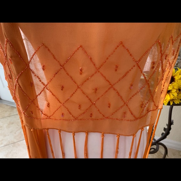Orange Rectangular Scarf Wrap Pashmina - Picture 3 of 4